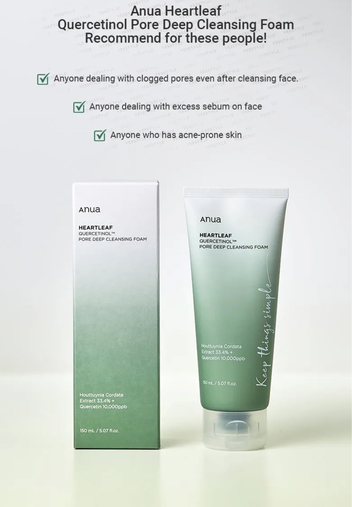 Anua - Heartleaf Quercetinol Pore Deep Cleansing Foam 150ml