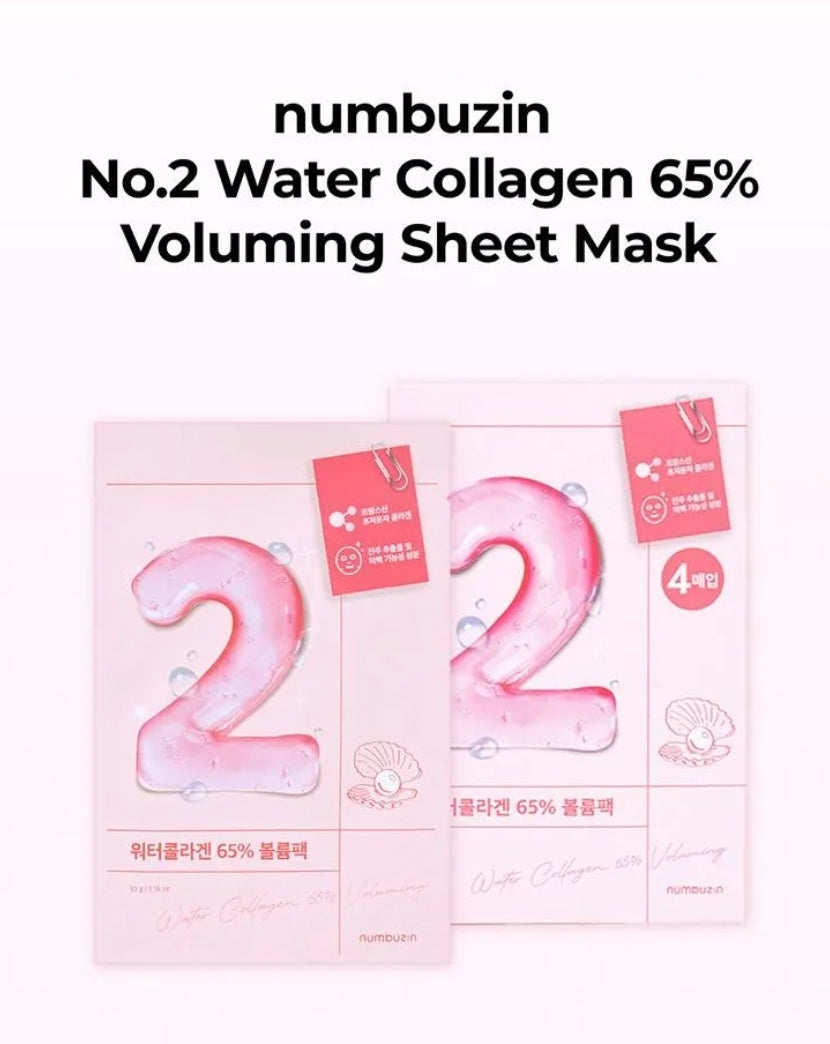 numbuzin - No.2 Water Collagen 65% Voluming Mask Set 4 pieces