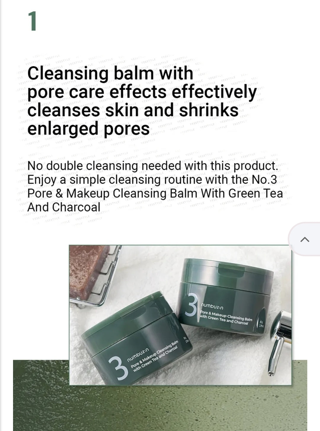 numbuzin - No.3 Pore & Makeup Cleansing Balm With Green Tea And Charcoal 85g