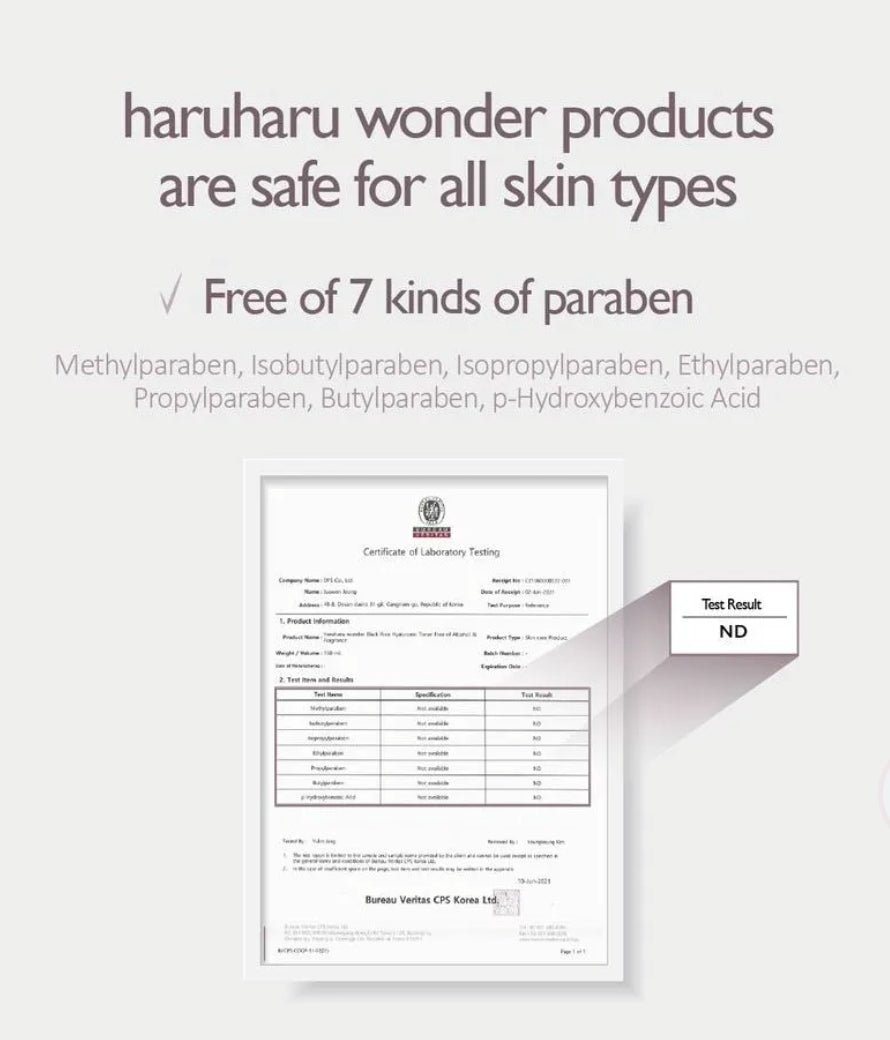 Haruharu WONDER - Black Rice Hyaluronic Toner Fragrance Free  CPNP Notified 150ml