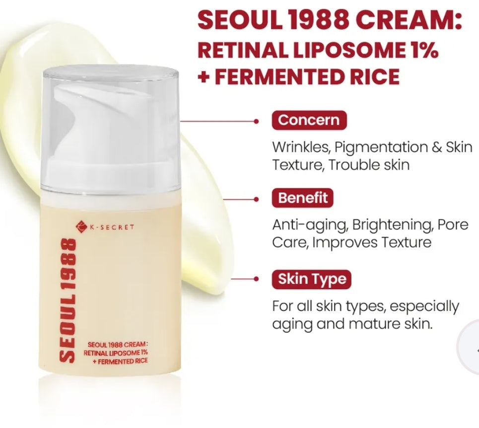 KSECRET - SEOUL 1988 Cream : Retinal Liposome 1% + Fermented Rice